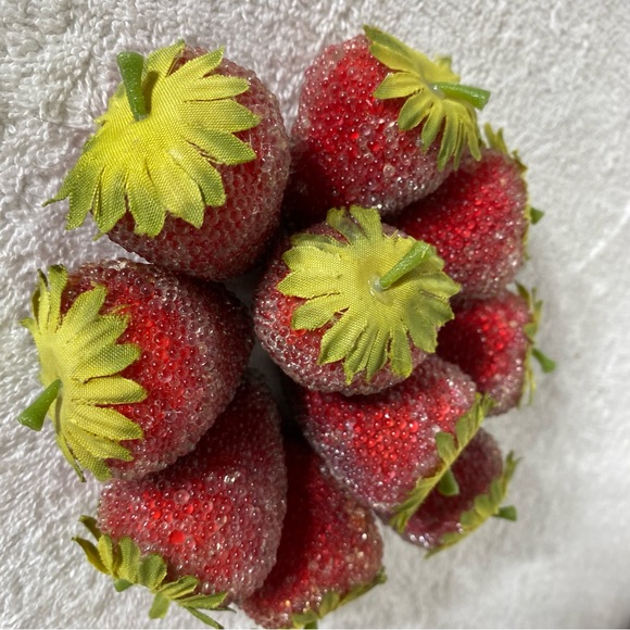 Vintage Decorative Beaded Sugar Faux Strawberries x10 - Picture 6 of 12